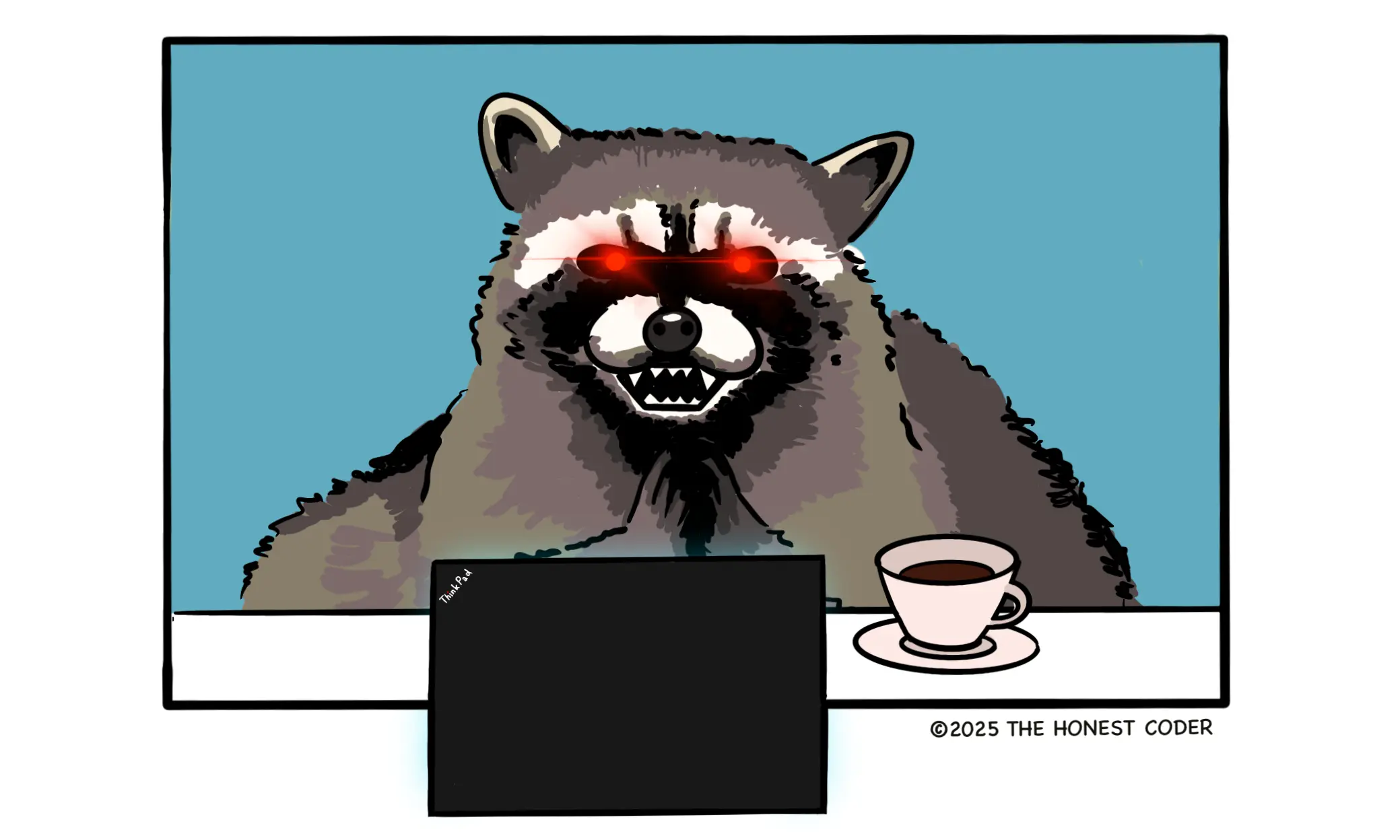 A raccoon planning something suspicious.