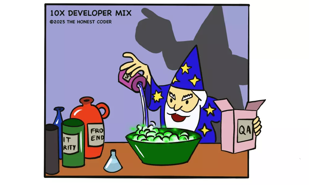 A wizard creating a 10X developer mix.